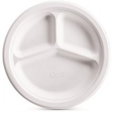Chinet Heavy Duty Compartmented Disposable Plates - White, 10.25" Diameter
